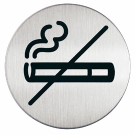 PITTOGRAMMA ADESIVO - ZONA NON FUMATORI - ACCIAIO - DIAMETRO 8,3 CM - DURABLE 61381