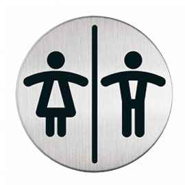 PITTOGRAMMA ADESIVO - WC DONNE-UOMINI - ACCIAIO - DIAMETRO 8,3 CM - DURABLE 61375
