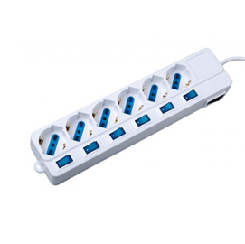 PRESA MULTIPLA - 6 PRESE MULTISTANDARD CON INTERRUTTORE SINGOLO - MKC 57916