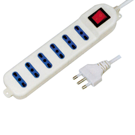 PRESA MULTIPLA CON INTERRUTTORE - 6 PRESE BIPASSO 2P+T - CAVO DA 1.5 MT - MKC 60669