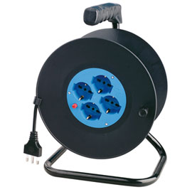 PROLUNGA CON AVVOLGICAVO DA 25 MT - 4 PRESE SCHUKO-BIPASSO - MKC 65284