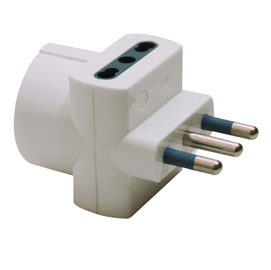 ADATTATORE TRIPLO CON SPINA 2P+T 16A - 2 PRESE BIPASSO 10-16A + 1 SCHUKO 62604