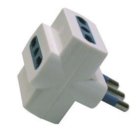 ADATTATORE TRIPLO CON SPINA 2P+T 16A - 3 PRESE BIPASSO 10-16A - MKC 62602
