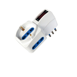 ADATTATORE CON SPINA 10A VERTICALE - 2 PRESE BIPASSO 10-16A + 1 PRESA SCHUKO - MKC 82636