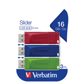 VERBATIM - USB PEN DRIVE 3.2 GEN 1 DRIVE - 16 GB - ROSSO/GIALLO/BLU - CONF. 3 PEZZI - 49306 VERB49306