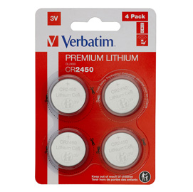 VERBATIM - BLISTER 4 MICROPILE A PASTIGLIA CR2450 - LITIO - 49535 - 3V VERB49535