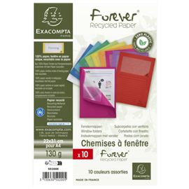 CARTELLINA A L FOREVER - CON FINESTRA - 130G - 22 X 31 CM - COLORI ASSORTITI - EXACOMPTA - CONF. 10 PEZZI 102334