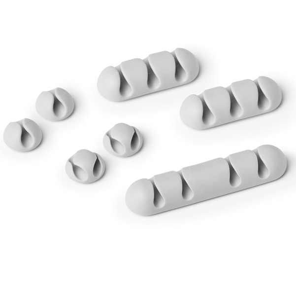 MIX CLIP CAVOLINE FERMACAVI - ADESIVI - GRIGIO - DURABLE - CONF. 7 PEZZI 88876