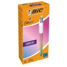 PENNA SFERA A SCATTO 4 COLORI WOOD - 1.0 MM - BIC - CONF. 12 PEZZI 98567