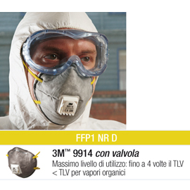 MASCHERINA 9914 - CON CARBONI ATTIVI - MONOUSO - FILTRO FFP1 - 3M - CONF. 10 PEZZI 79863