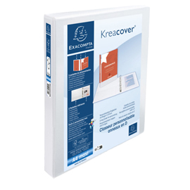 RACCOGLITORE PERSONALIZZABILE KREACOVER - PP - 4 ANELLI A D 25 MM - A4 MAXI - BIANCO -EXACOMPTA 102321