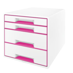 CASSETTIERA 4 CASSETTI BIANCO-ROSA LEITZ CUBE 72094