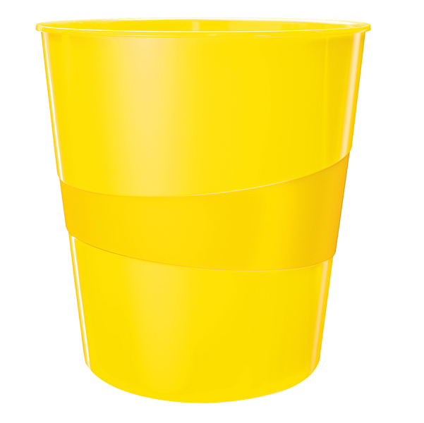 CESTINO GETTACARTE WOW - ALTEZZA 32,4 CM - DIAMETRO 29 CM -15 LT - GIALLO - LEITZ 90184