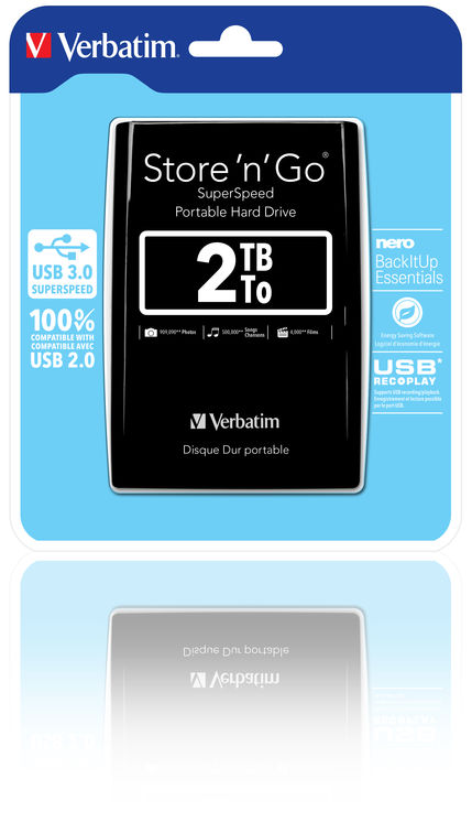 VERBATIM - HARD DISK PORTATILE STORE 'N'GO USB 3.0 - NERO - 53177 - 2TB VERB53177