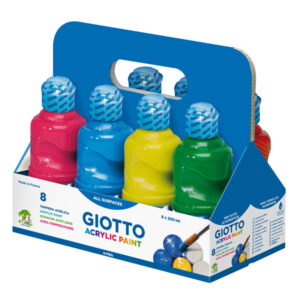 TEMPERA PRONTA ACRILICA - 250ML - COLORI ASSORTITI - GIOTTO - SCHOOLPACK 8 FLACONI 64469