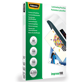 POUCHES IMPRESS100 - A3 -303X426 MM - 2X100 MIC - FELLOWES - SCATOLA 100 PEZZI 77609