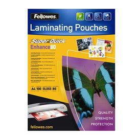 POUCHES ENHANCE80 - SUPERQUICK - A4 - 2X80 MICRON - FELLOWES - SCATOLA 100 PEZZI 77622