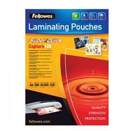 POUCHES CAPTURE125 SUPERQUICK - A4 - 216X303 MM - 2X125 MICRON - FELLOWES - SCATOLA 100 PEZZI 77623