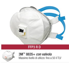 MASCHERINA 8825+ PREMIUM FFP2 - CON VALVOLA - MONOUSO - 3M - CONF. 5 PEZZI 79852