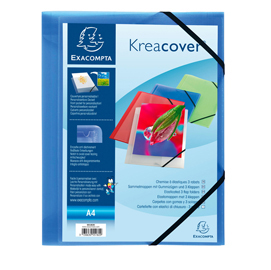 CARTELLA PERSONALIZZABILE KREACOVER  - CON ELASTICO - PP - 24X32 CM - BLU TRASPARENTE - EXACOMPTA 82463