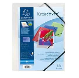 CARTELLA PERSONALIZZABILE KREACOVER  - CON ELASTICO - PP - 24X32 CM - BIANCO TRASPARENTE - EXACOMPTA 82462