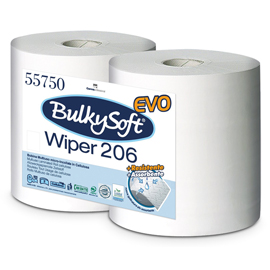 BOBINA ASCIUGATUTTO CLASSIC - 2 VELI - 26 CM X 208 MT - DIAMETRO 26 CM - 18 GR - MICROGOFFRATA - BIANCO - BULKYSOFT 82476
