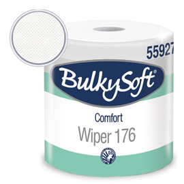 BOBINA ASCIUGATUTTO COMFORT - 2 VELI - 24 CM X 176 MT - 18 GR - DIAMETRO 25 CM - MICROGOFFRATA - BIANCO - BULKYSOFT 82474