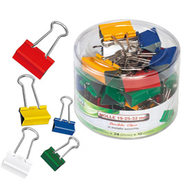 MOLLE DOUBLE CLIPS - METALLO - MISURE E COLORI ASSORTITI - LEBEZ - BARATTOLO DA 60 MOLLE 49753