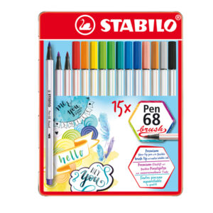 PENNARELLI PEN 68 BRUSH - STABILO - SCATOLA METALLO 15 PEZZI 89131