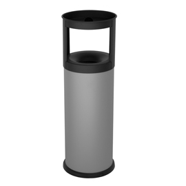 GETTACARTE AUTOESTINGUENTE CON POSACENERE - 25 L - DIAMETRO 25 CM - H 80 CM - ACCIAIO - GRIGIO - STILCASA 100478