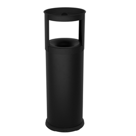 GETTACARTE AUTOESTINGUENTE CON POSACENERE - 25 L - DIAMETRO 25 CM - H 80 CM - ACCIAIO - NERO - STILCASA 100477