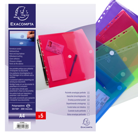 BUSTA FORATA CON CHIUSURA IN VELCRO - PPL - 24X32 CM - COLORI ASSORTITI - EXACOMPTA 82468