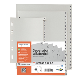 SEPARATORE ALFABETICO A-Z RECORD R - PPL - 24,5X30 CM - A4 MAXI - GRIGIO - SEI ROTA 25665
