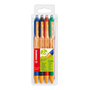 PENNA A SFERA A SCATTO POINTBALL GREEN - TRATTO 0,5MM - 4 COLORI - STABILO - CONF. 4 PEZZI 73374