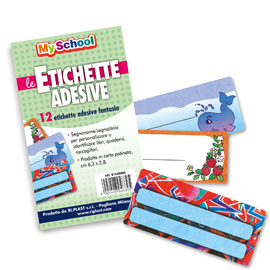 ETICHETTE ADESIVE SEGNANOMI - 6,3 X 8 CM - FANTASIE ASSORTITE - RI.PLAST - BUSTA 12 PEZZI 79456