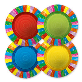 PIATTI - CARTA - D 25 CM - FANTASIA MULTICOLOR ARCOBALENO - BIG PARTY - CONF. 8 PEZZI 94678
