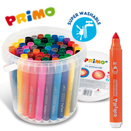 PENNARELLI JUMBO - PUNTA D7,6MM - COLORI ASSORTITI - PRIMO - SECCHIELLO 60 PEZZI 70987