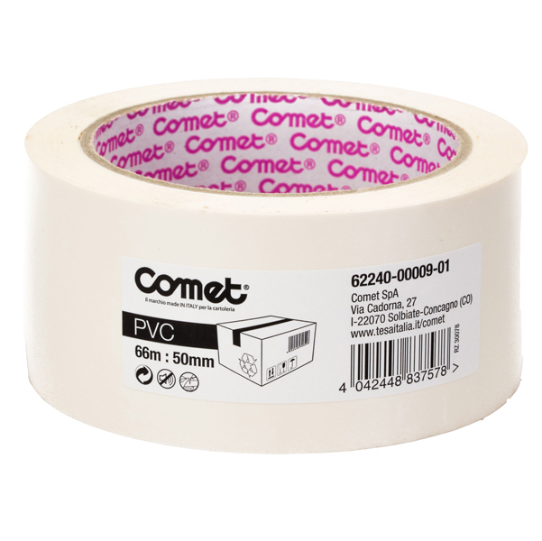 NASTRO ADESIVO - PVC - 50 MM X 66 MT - BIANCO - COMET 51837