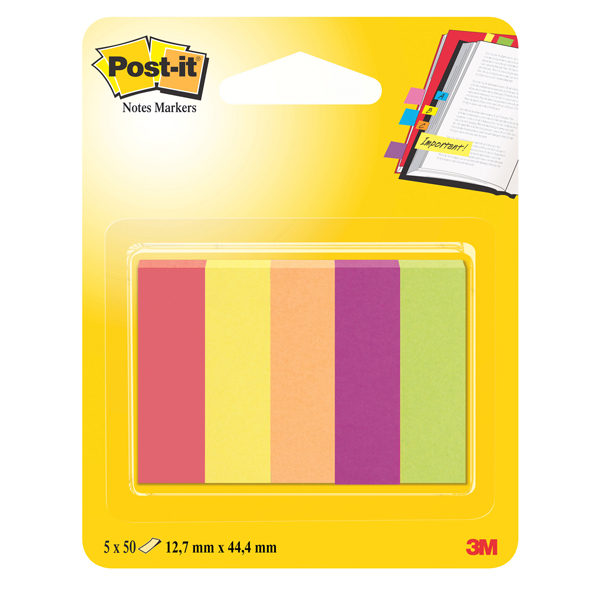 SEGNAPAGINA POST IT  IN CARTA - 12,7X44 MM - 5 COLORI ASSORTITI - POST IT  - CONF. 250 PEZZI 74632