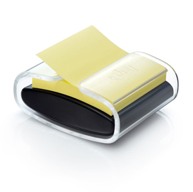 DISPENSER PRO NERO + 1 POST IT  SUPER STICKY Z NOTES GIALLO CANARY - 76 X 76MM - POST IT 74000