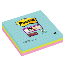 BLOCCO FOGLIETTI POST IT  SUPER STICKY - A RIGHE - COLORI MIAMI - 101 X 101MM - 70 FOGLI - POST IT 94358