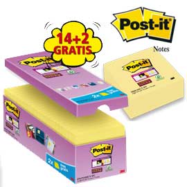 BLOCCO FOGLIETTI POST IT  SUPER STICKY GIALLO CANARY - 76 X 76MM - 90 FOGLI - POST IT  - CONF. 16 BLOCCHI 74003