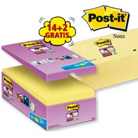 BLOCCO FOGLIETTI POST IT  SUPER STICKY GIALLO CANARY - 76 X 127MM - 90 FOGLI - POST IT  - CONF. 16 BLOCCHI 74004