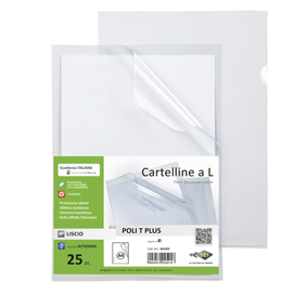 CARTELLINE A L POLI T PLUS - ALTO SPESSORE - PP -  22 X 30 CM - TRASPARENTE - SEI ROTA - CONF.25 PEZZI 94515