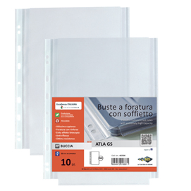 BUSTE FORATE CON SOFFIETTO ATLA GS - BUCCIA - 21X29,7 CM - SEI ROTA - CONF. 10 PEZZI 54104