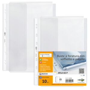 BUSTE FORATE CON SOFFIETTO E PATELLA - A4 - TRASPARENTE BUCCIA - SEI ROTA - CONF. 10 PEZZI 89404