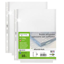 BUSTE FORATE ATLA GS PLUS - 21 X 29,7 CM - C/SOFFIETTO - SEI ROTA - CONF. 10 PEZZI 100147