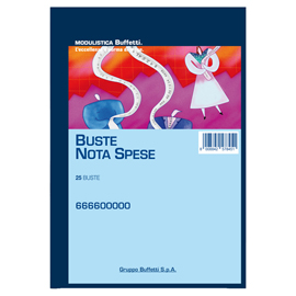 BLOCCO BUSTE NOTA SPESE - STACCABILI - 23 X 16 CM - DATA UFFICIO - CONF. 25 BUSTE 96630
