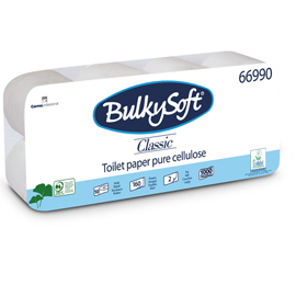 CARTA IGIENICA CLASSIC - 2 VELI - 16 GR - DIAMETRO 9,8 CM - 10 CM X16,8 MT - 160 STRAPPI - BULKYSOFT - PACCO 10 ROTOLI 82495