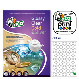 ETICHETTA  DIAM.25 POLIESTERE TRASP 100FG A4 70ET -FG 68735
